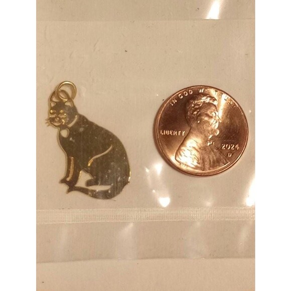Small 24 k Gold Cat Charm | NWT Original Card | Jewelry Craft Gift Idea - Picture 4 of 4